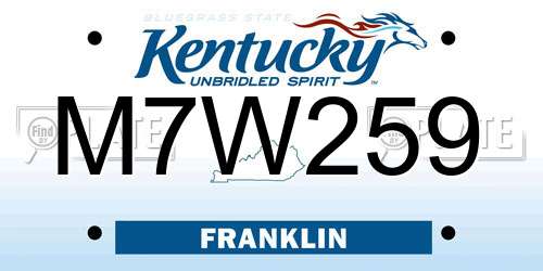 M7W259 Kentucky License Plate