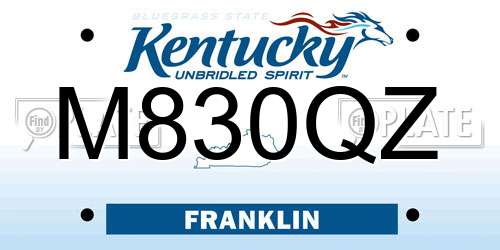 M830QZ Kentucky License Plate