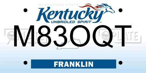 M83OQT Kentucky License Plate