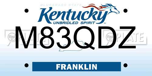M83QDZ Kentucky License Plate