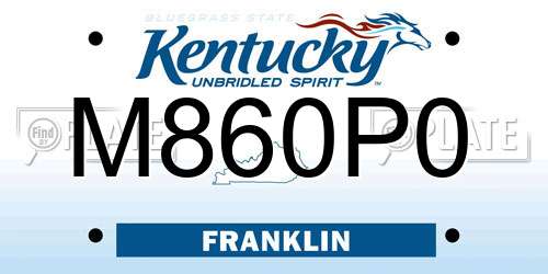 M860P0 Kentucky License Plate
