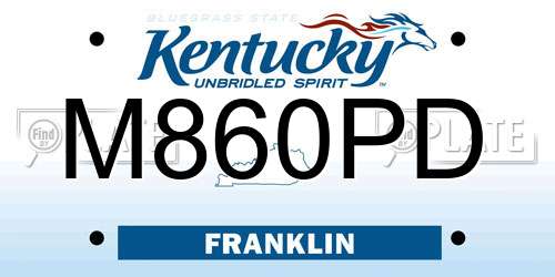 M860PD Kentucky License Plate