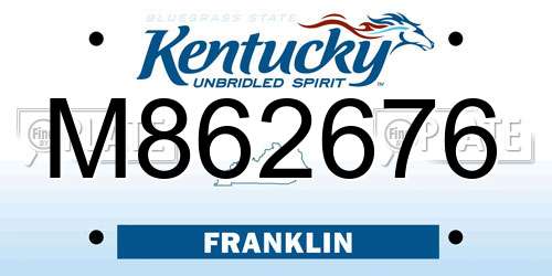 M862676 Kentucky License Plate
