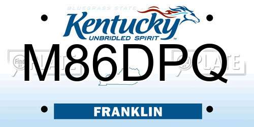 M86DPQ Kentucky License Plate