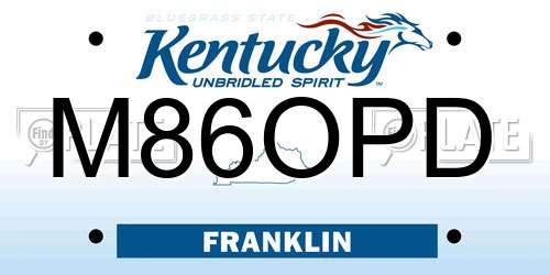 M86OPD Kentucky License Plate