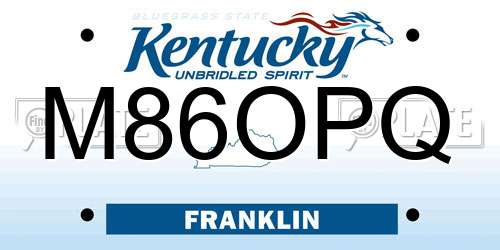 M86OPQ Kentucky License Plate
