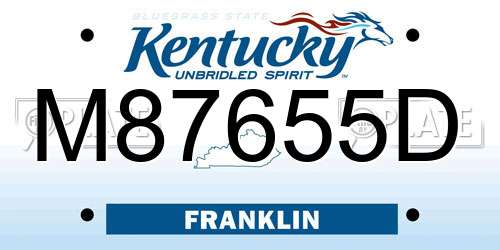M87655D Kentucky License Plate