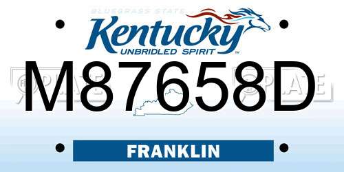 M87658D Kentucky License Plate
