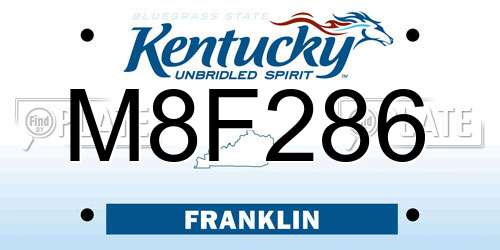 M8F286 Kentucky License Plate