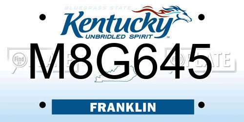 M8G645 Kentucky License Plate