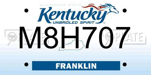 M8H707 Kentucky License Plate