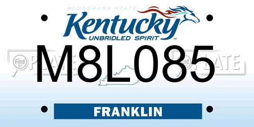 M8L085 Kentucky License Plate