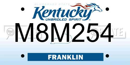 M8M254 Kentucky License Plate