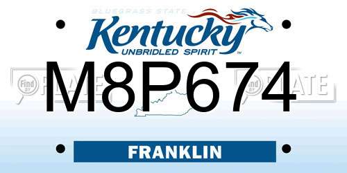 M8P674 Kentucky License Plate