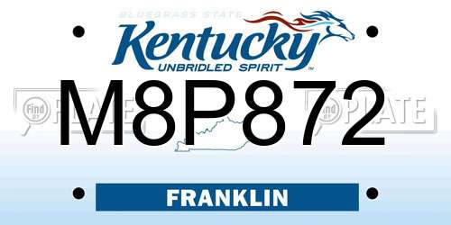 M8P872 Kentucky License Plate