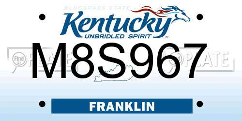 M8S967 Kentucky License Plate