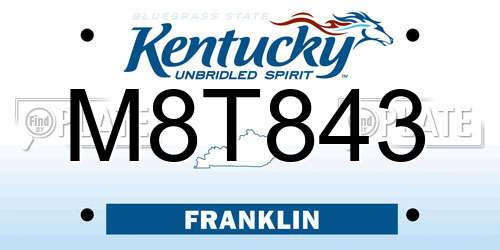 M8T843 Kentucky License Plate