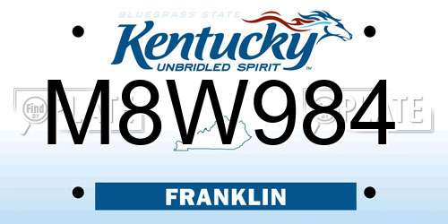 M8W984 Kentucky License Plate