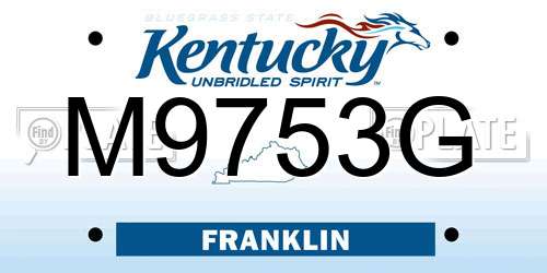 M9753G Kentucky License Plate
