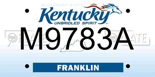 M9783A Kentucky License Plate