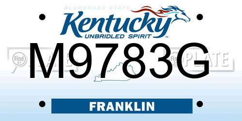M9783G Kentucky License Plate