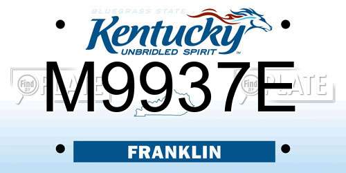 M9937E Kentucky License Plate
