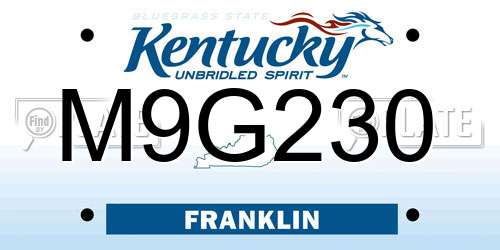 M9G230 Kentucky License Plate