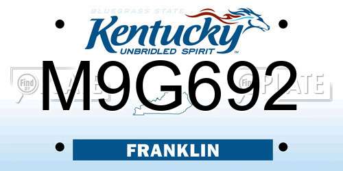 M9G692 Kentucky License Plate
