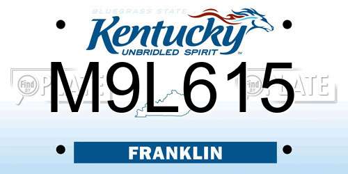 M9L615 Kentucky License Plate