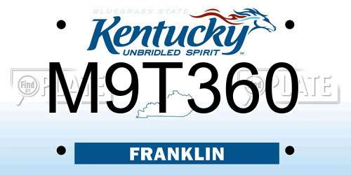 M9T360 Kentucky License Plate