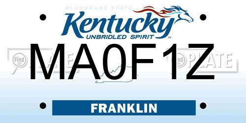 MA0F1Z Kentucky License Plate