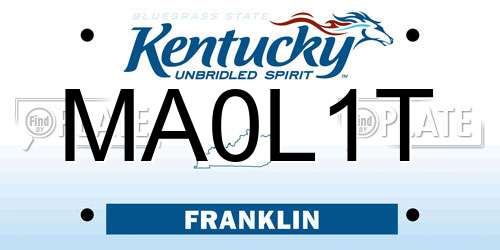 MA0L1T Kentucky License Plate