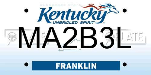 MA2B3L Kentucky License Plate