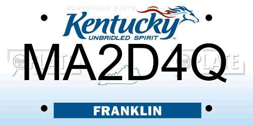 MA2D4Q Kentucky License Plate