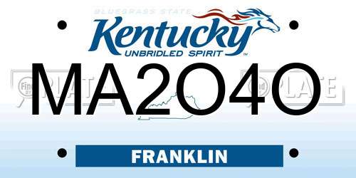 MA2O4O Kentucky License Plate
