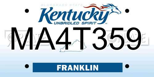 MA4T359 Kentucky License Plate