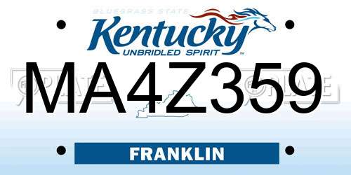 MA4Z359 Kentucky License Plate