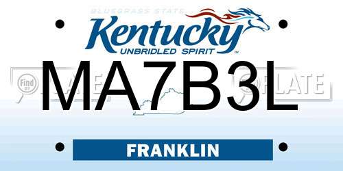 MA7B3L Kentucky License Plate