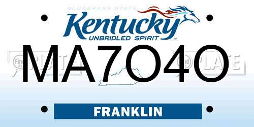 MA7O4O Kentucky License Plate