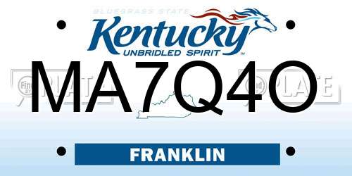 MA7Q4O Kentucky License Plate