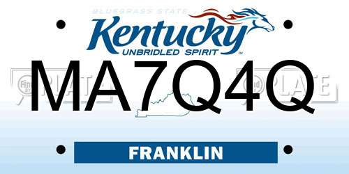 MA7Q4Q Kentucky License Plate