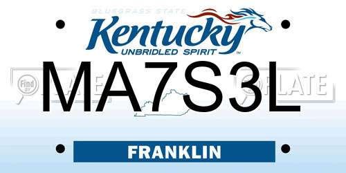 MA7S3L Kentucky License Plate