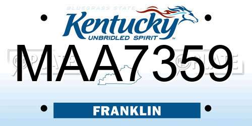 MAA7359 Kentucky License Plate