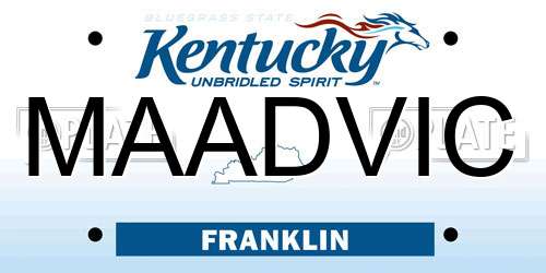 MAADVIC Kentucky License Plate