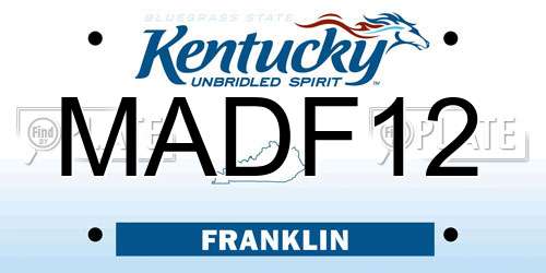 MADF12 Kentucky License Plate