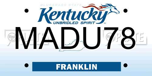 MADU78 Kentucky License Plate