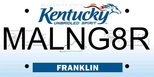 MALNG8R Kentucky License Plate