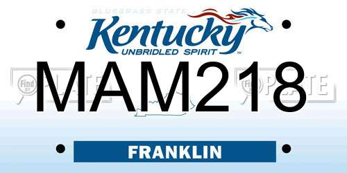 MAM218 Kentucky License Plate
