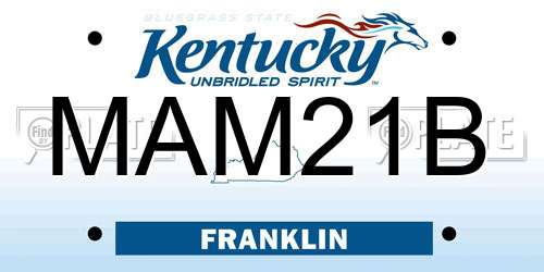 MAM21B Kentucky License Plate