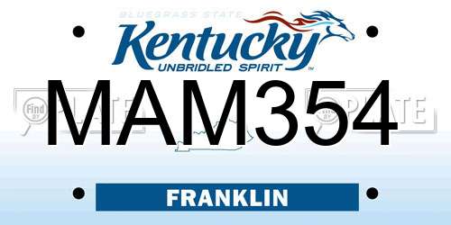 MAM354 Kentucky License Plate
